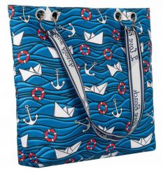 Shopperka z poliestru [DH] ML049 niebieska. Niebieskie shopperki damskie Inny, bez wzorów, z materiału, bez dodatków. Za 51.99 zł.