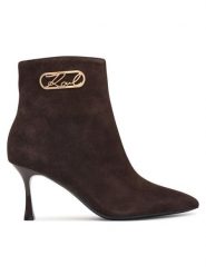 KARL LAGERFELD Botki Sienna KL32747 Brązowy ciemny. Brązowe botki damskie KARL LAGERFELD, bez wzorów, ze skóry, bez obcasa, na szpilce, bez zapięcia. Za 964.99 zł.