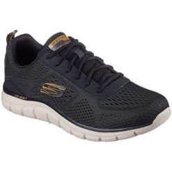 Buty sportowe męskie Skechers Track Leshur. Czarne buty sportowe męskie Skechers, bez wzorów, bez zapięcia. Za 269.99 zł.