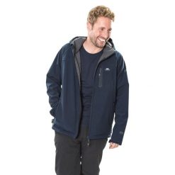 Kurtka Softshellowa Męska Accelerator II Wodoodporna. Niebieskie kurtki męskie Trespass, l, bez wzorów, z elastanu, z kapturem, trekkingowe. Za 306.99 zł.