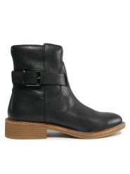 Clarks Botki Cologne Strap 261747714 Czarny. Czarne botki damskie Clarks, bez wzorów, ze skóry, bez obcasa, na płaskiej podeszwie, bez zapięcia. Za 579.99 zł.