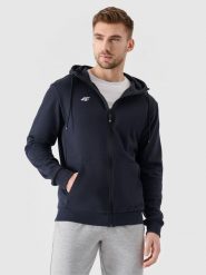 4F Bluza dresowa rozpinana z kapturem męska - granatowa XXL. Niebieskie bluzy męskie 4F, m, bez wzorów, z bawełny, z kapturem. Za 189.99 zł.