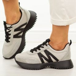 Szare skórzane sneakersy damskie Vinceza 41521. Szare obuwie sportowe damskie VINCEZA, na jesień, bez wzorów, z dresówki, z okrągłym noskiem, bez zapięcia. Za 259.00 zł.