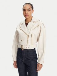 Just Cavalli Kurtka skórzana 78PAVP05 Biały Loose Fit. Białe kurtki damskie Just Cavalli, bez wzorów, ze skóry, bez kaptura. Za 2,919.00 zł.