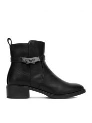 DeeZee Botki HX23002-11 Czarny. Czarne botki damskie DeeZee, bez wzorów, z materiału, bez obcasa, na płaskiej podeszwie, bez zapięcia. Za 179.99 zł.