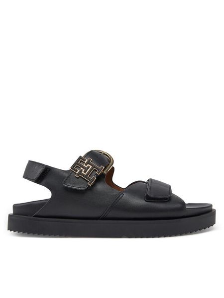 Tommy Hilfiger Sandały Leather Sporty Sandal FW0FW08799 Czarny. Czarne sandały damskie Tommy Hilfiger, bez wzorów, ze skóry, bez obcasa, na płaskiej podeszwie, bez zapięcia. Za 399.99 zł.