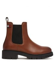Tommy Jeans Sztyblety Tjw Cleated Chelsea Boots EN0EN03105 Brązowy. Brązowe botki damskie Tommy Jeans, bez wzorów, z jeansu, bez obcasa, na płaskiej podeszwie, bez zapięcia. Za 649.99 zł.