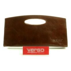 VERSO 0886-7483AU Brązowy, Kopertówka damska. Brązowe torebki do ręki damskie Verso, bez wzorów, ze skóry, bez dodatków. Za 99.00 zł.