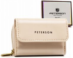 Portfel kremowy Peterson PTN 011-LAK. Białe portfele damskie Peterson, ze skóry ekologicznej. Za 54.00 zł.