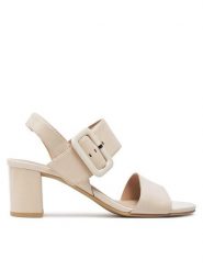 Caprice Sandały 9-28306-42 Écru. Białe sandały damskie Caprice, bez wzorów, ze skóry, bez obcasa, na słupku, bez zapięcia. Za 229.99 zł.