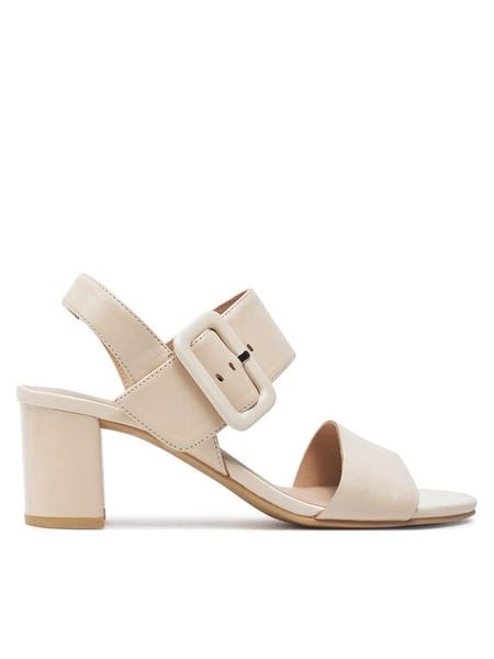 Caprice Sandały 9-28306-42 Écru. Białe sandały damskie Caprice, bez wzorów, ze skóry, bez obcasa, na słupku, bez zapięcia. Za 229.99 zł.