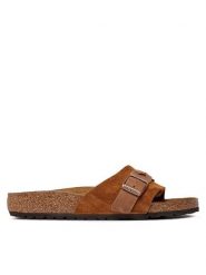 Birkenstock Klapki Oita Braided 1026742 Brązowy. Brązowe klapki damskie Birkenstock, bez wzorów, ze skóry, bez obcasa, bez zapięcia. Za 429.99 zł.