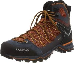 Buty trekkingowe męskie Salewa MS Mtn Trainer Lite Mid Gtx. Brązowe trekkingi męskie Salewa, z materiału, za kostkę, bez zapięcia. Za 919.99 zł.
