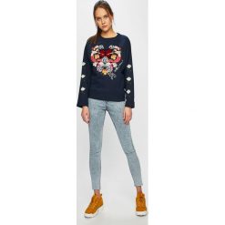 Desigual - Bluza. Niebieskie bluzy damskie Desigual, l, z aplikacjami, z bawełny, bez ramiączek, bez kaptura. W wyprzedaży za 269.90 zł.