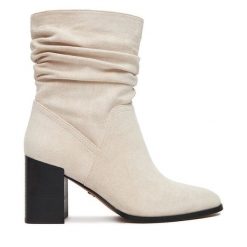Botki Nine West. Brązowe botki damskie Nine West, bez wzorów, bez obcasa, na słupku, bez zapięcia. Za 269.99 zł.