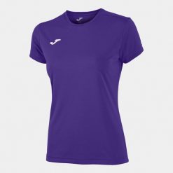 Koszulka do biegania damska Joma Combi z krótkim rękawem. Fioletowe bluzki damskie Joma, m, bez wzorów, sportowe, bez kołnierzyka, bez ramiączek. Za 59.99 zł.