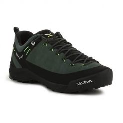 Buty trekkingowe męskie Salewa Wildfire Leather. Zielone buty zimowe męskie Salewa, bez wzorów, z materiału, bez obcasa, bez zapięcia. Za 692.00 zł.