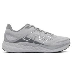 Buty męskie New Balance Fresh Foam 680 v8 M680RG8 – szare. Szare buty sportowe męskie New Balance, bez wzorów, z syntetyku, bez zapięcia, do biegania. Za 499.99 zł.