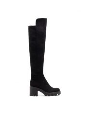 DeeZee Kozaki MORGANE WS5596-30 Czarny. Czarne kozaki damskie DeeZee, bez wzorów, z materiału, bez obcasa, na słupku, bez zapięcia. Za 159.99 zł.