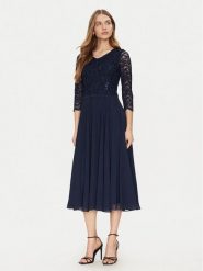 Swing Sukienka koktajlowa 5AI08900 Granatowy Regular Fit. Niebieskie sukienki damskie Swing, bez wzorów, z syntetyku, wizytowe, bez kołnierzyka, bez ramiączek. Za 439.99 zł.