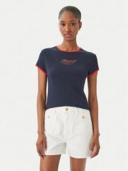 Tommy Hilfiger T-Shirt Logo Graphic Ringer WW0WW49245 Granatowy Slim Fit. Niebieskie t-shirty damskie Tommy Hilfiger, xxs, bez wzorów, z bawełny, bez kołnierzyka, bez ramiączek. Za 209.99 zł.