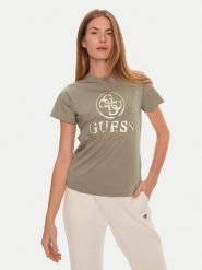 Guess T-Shirt V4BI00 I3Z14 Szary Regular Fit. Szare t-shirty damskie Guess, xs, z aplikacjami, z bawełny, bez kołnierzyka, bez ramiączek. Za 99.99 zł.