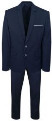 Męski, Taliowany Garnitur (Wesele, Studniówka) - Casino - Granat. Garnitury męskie Casino, l, bez wzorów, z poliesteru, biznesowe. Za 385.00 zł.
