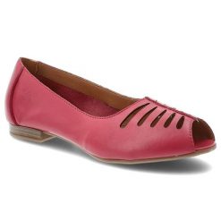 Baleriny damskie Maciejka, cholewka skóra naturalna ażurowe wycięcia odkryty nosek wsuwany fason niski obcas lekka konstrukcja, różowe, P7541-15/00-1. Czerwone balerinki damskie Maciejka, w ażurowe wzory, ze skóry, bez obcasa, na obcasie, bez zapięcia. Za 209.00 zł.
