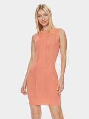 Guess Sukienka dzianinowa Es Sl Adaline W4GK11 Z2U00 Koralowy Slim Fit. Pomarańczowe sukienki damskie Guess, xxl, z aplikacjami, z dzianiny, bez kołnierzyka, bez ramiączek. Za 369.99 zł.