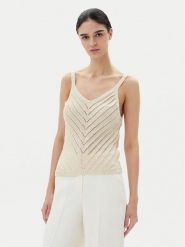 Vero Moda Top Peru 10326463 Beżowy Regular Fit. Brązowe topy damskie Vero Moda, s, bez wzorów, z bawełny, bez kołnierzyka, bez ramiączek. Za 89.99 zł.