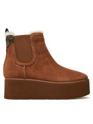 Guess Botki Jilaine2 FLFJL2 LEA10 Brązowy. Brązowe botki damskie Guess, z aplikacjami, ze skóry, bez obcasa, na koturnie, bez zapięcia. Za 549.99 zł.