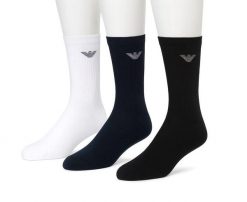 Skarpety męskie Emporio Armani Calza 3-Pack. Białe skarpety męskie Emporio Armani Connected, bez wzorów, z bawełny. Za 126.31 zł.