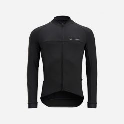 Bluza rowerowa Triban RC100 długi rękaw. Czarne bluzy sportowe męskie VAN RYSEL, m, bez wzorów, z elastanu, bez kaptura, rowerowe. Za 99.99 zł.