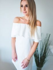 Sukienka Model Sandra Ecru - Jersa. Sukienki damskie Jersa, na lato, l, bez wzorów, z bawełny, bez kołnierzyka, bez ramiączek, mini. Za 347.66 zł.