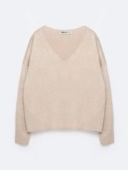 Sweter damski z wiskozy beżowy Faustii 801. Brązowe swetry nierozpinane damskie BIG STAR, l, bez wzorów, z dzianiny, klasyczne, bez kołnierzyka, bez ramiączek. Za 159.99 zł.