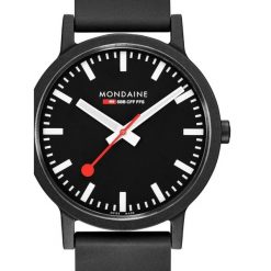 Zegarek męski Mondaine MS1.41120.RB, Quartz, 40mm, 3ATM. Czarne zegarki męskie mondaine, bez wzorów, z materiału, ze stali. Za 935.75 zł.