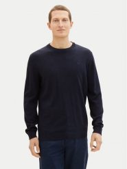 Tom Tailor Sweter 1038426 Granatowy Regular Fit. Niebieskie swetry męskie Tom Tailor, m, bez wzorów, z bawełny, bez kołnierzyka, bez ramiączek. Za 169.99 zł.