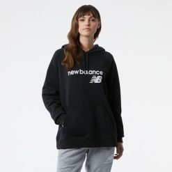 Bluza damska New Balance WT03810BK – czarna. Czarne bluzy damskie New Balance, xs, bez wzorów, z bawełny, klasyczne, bez ramiączek, z kapturem. Za 129.99 zł.