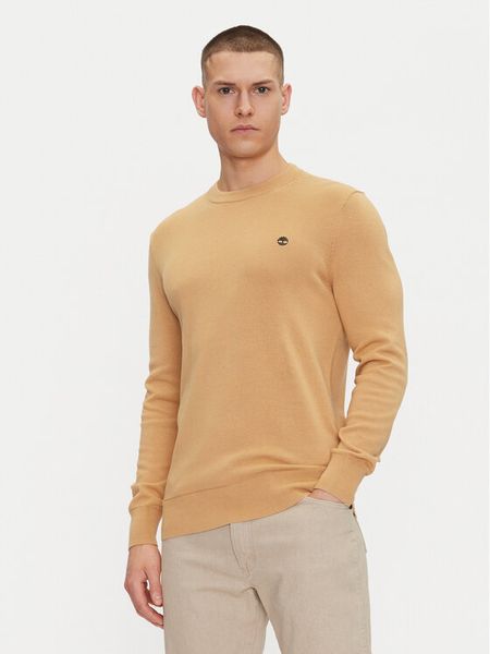 Timberland Sweter TB0A2BMM Beżowy Regular Fit. Brązowe swetry męskie Timberland, m, bez wzorów, z bawełny, bez kołnierzyka, bez ramiączek. Za 339.99 zł.