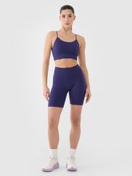 4F Legginsy kolarki bezszwowe treningowe damskie - granatowe M/L. Niebieskie legginsy damskie 4F, l, bez wzorów, z dzianiny, z podwyższonym stanem, krótkie, na fitness i siłownię. W wyprzedaży za 59.99 zł.