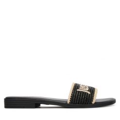 Klapki Just Cavalli. Czarne klapki damskie Just Cavalli, bez wzorów, bez obcasa, bez zapięcia. Za 555.99 zł.