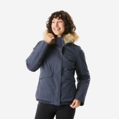 Kurtka turystyczna damska zimowa Quechua SH500 -8°C wodoodporna. Niebieskie kurtki sportowe damskie QUECHUA, na zimę, m, bez wzorów, z futra, bez ramiączek, bez kaptura, trekkingowe. Za 249.99 zł.