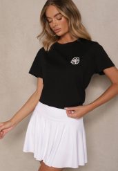 Czarny Bawełniany T-shirt z Naszywką Firavelle. Czarne t-shirty damskie Renee, l, z aplikacjami, z bawełny, bez kołnierzyka, bez ramiączek. Za 39.99 zł.