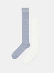 Prążkowane podkolanówki 2 pack - wielobarwny. Skarpetki damskie Sinsay, bez wzorów, prążkowane. Za 12.99 zł.