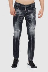 DSQUARED2 Czarne jeansy męskie super twinky jean. Czarne jeansy męskie Dsquared2, z bawełny. W wyprzedaży za 2,199.99 zł.