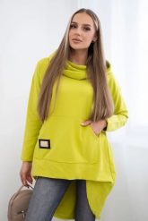 Bluza z długim tyłem i kapturem kiwi. Bluzy damskie KESI, l, bez wzorów, z bawełny, bez ramiączek. Za 229.98 zł.