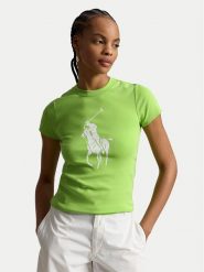 Polo Ralph Lauren T-Shirt 211A96259004 Zielony jasny Slim Fit. Zielone t-shirty damskie Polo Ralph Lauren, xl, bez wzorów, z bawełny, bez kołnierzyka, bez ramiączek. Za 549.99 zł.