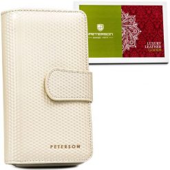 Portfel damski Peterson PTN 76116-SBR beżowy. Brązowe portfele damskie Peterson, ze skóry. Za 69.99 zł.