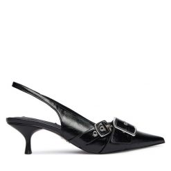 Czółenka Steve Madden. Czarne czółenka damskie Steve Madden, bez wzorów, bez obcasa, bez zapięcia. Za 389.99 zł.