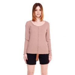 Koszulka na co dzień na siłownię. Brązowe bluzki damskie LEONE 1947 APPAREL, bez wzorów, sportowe, bez kołnierzyka, bez ramiączek. W wyprzedaży za 109.46 zł.